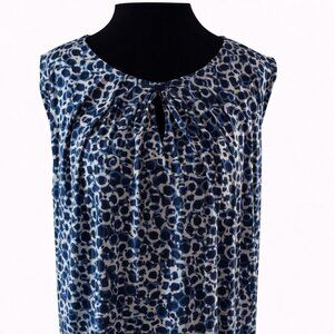 Jones Studio Navy & White Patterned Blouse Size L